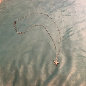 Sterling silver 925 starfish, crystal necklace